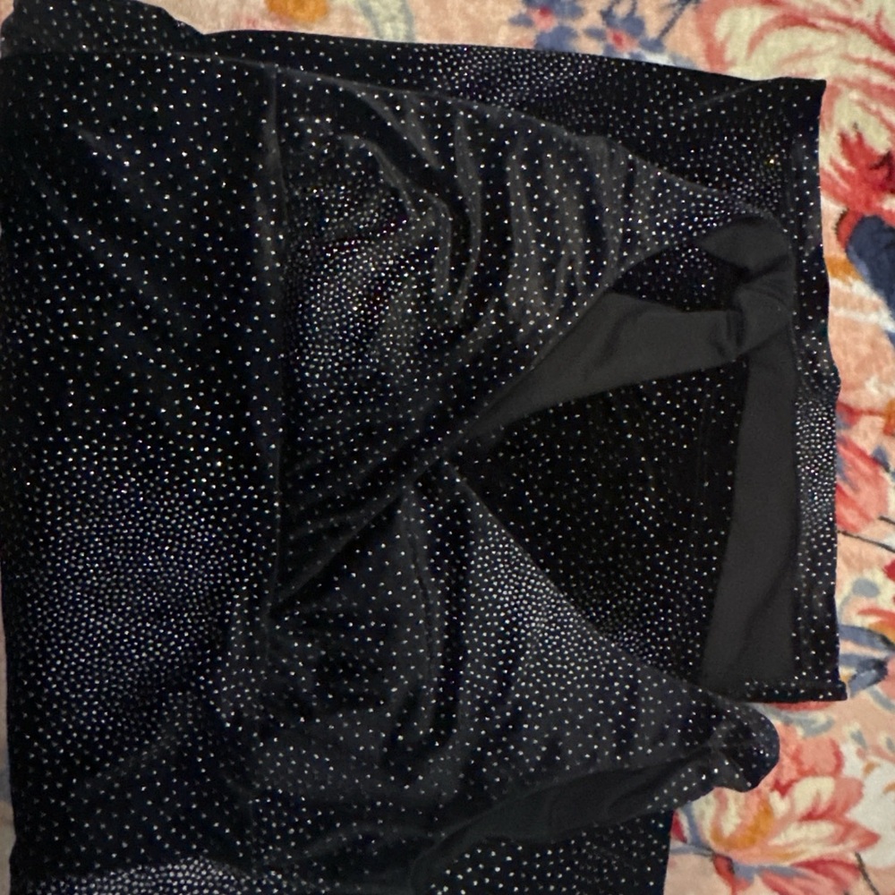 Black sparkly long slit dress